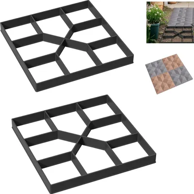 Produktbild von YUENFONG 2x Gehweg Form DIY Pflasterform 8 Kammern, Betonformen 40x40x4 cm, Garten Schablone Gehwegplatten Pflastersteine streichen, Tye C