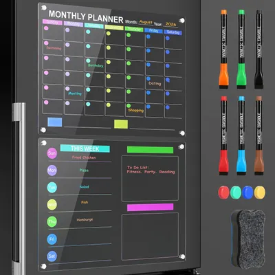 Zdjęcie produktu dla Magnetyczny planer tygodniowy, suchościeralny, o wymiarach 40 x 30 cm, do organizacji