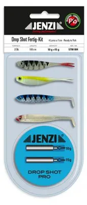 Produktbild von Jenzi Dropshot-Set Komplett mit 7cm Gummifischen Bleifrei