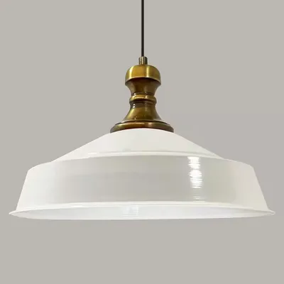 Produktbild von Pendelleuchte Metall Ø41 cm, Weiß innen weiß, E27, Vintage Lampe