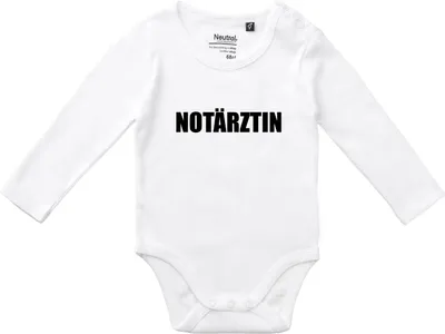 Produktbild von Huuraa Baby Body Notärztin Schriftzug 80 White  Baumwolle Fairtrade Langarmbody Geschenkidee