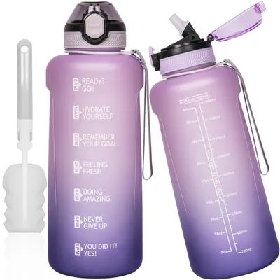 Productafbeelding van Drinkfles 2 l, met rietje en tijdmarkering, BPA-vrij, voor fitness
