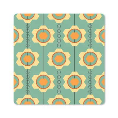 Produktbild von MuchoWow® Mauspad Mousepad Sonnenblume - Muster - Zahnräder - Retro 20x20 cm - Mousepads - Maus Mat - Pad - Mausunterlage - Desk Mat - Bureauartikeln
