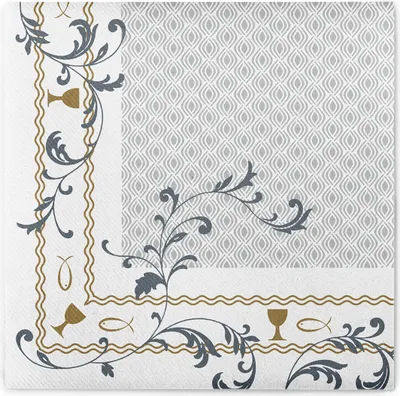 Produktbild von Sovie HORECA Serviette Taufe in Silber-Gold aus Linclass® Airlaid 40 x 40 cm, 50 Stück