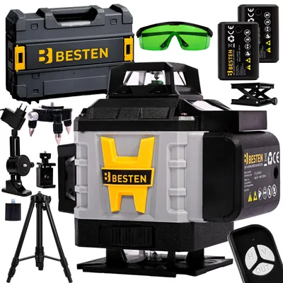 Produktbild von Kreuzlinienlaser 16 Linien 360° Laser-Nivelliergerät 4D mit Stativ 2× Akku BESTEN BE0002848