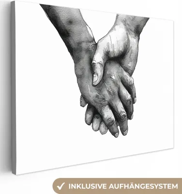 Obrázok produktu pre MuchoWow® - Plátno - Ruky - Čierna a biela - Moderné - umenie, nástenné umenie, nástenné dekorácie obrazy obývacia izba, 120x90cm
