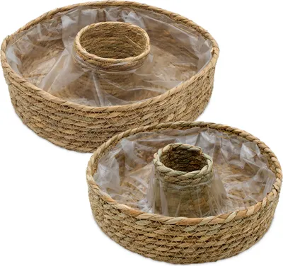 Produktbild von 3.11 Pflanzschale 2er Set aus Seegras - Pflanz Ring Kranz zum Bepflanzen und Dekorieren