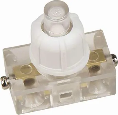 Obrázek produktu pro Vestavný tlakový spínač se šroubovými kontakty pro lampy a zařízení 250 V 2 A, průhledný bílý