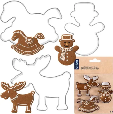 Produktbild von Orion | Ausstechformen Set - 3 Stück - Aus Edelstahl - Schneemann - Schaukelpferd - Rentier - Spülmaschinenfest