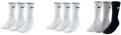Produktbild von 9 Paar Nike Herren Damen Socken SX4508 - Farbe: 2 x weiß 1 x grau - Größe: 46-50