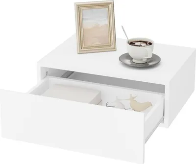 Produktbild von WOLTU Nachttisch hängend, mit Schublade, Nachtschrank, 40x30x14 cm, modern, Weiß