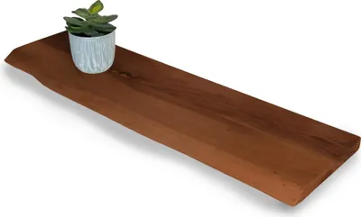 Produktbild von Wandregal Amanda, Akazienholz massiv, nussbaumfarben & lackiert, Holzregal/Steckboard mit Baumkante, 90x20 cm Regal