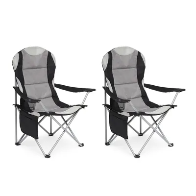 Produktbild von Mondeer Klappbarer Campingstuhl 2er Set mit Aufbewahrungstasche und Getränkehalter Dunkelgrau