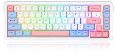Obrázok produktu pre REDRAGON K709WBP-RGB-PRO NOVA, Bezdrôtový, USB + RF Wireless + Bluetooth, Mechanický spínač kláves, Biela, Modrá