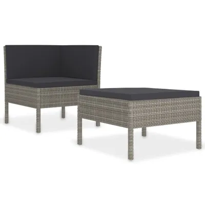 Obrázek produktu pro vidaXL 2dílná zahradní lehátková souprava s polštáři Poly Rattan Grey