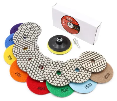 Image de Lot de 8 disques de polissage secs pour granit et marbre