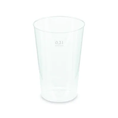 Produktbild von 25x Mehrwegbecher Pfandbecher transparent PP Eichstrich 0,3 l Ø 7,9 cm
