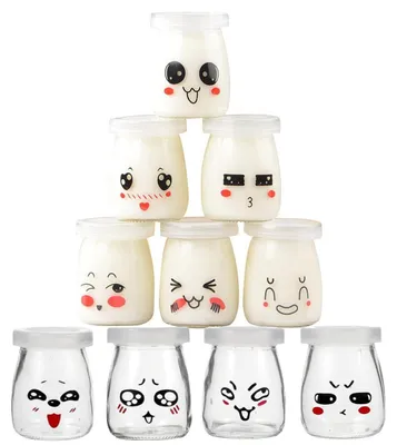 10 Yoghurtgläser mit Deckel, 100 ml, Dessertgläser