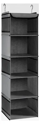 Produktbild von Hängeregal mit 5 Fächern, Hängeorganizer mit Metallhaken, Aufbewahrungssystem für Kleiderschränke, Camping 30 x 30 x 108 cm Grau