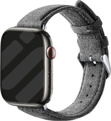Produktbild von Strap-it Alcantara Armband mit Schnalle geeignet für Apple Watch, Grau, Größen 38-40-41 mm, und Komfortabel
