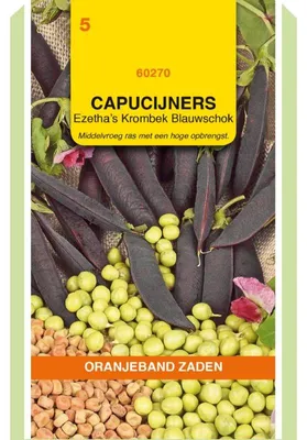 Obrázek produktu pro Oranjeband Kapuzinererbse Ezetha's Krombek Blauwschok, 100 g - 1 balení semen