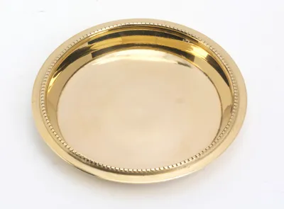 Produktbild von Kerzenteller, Dekoteller Perlrand Messing Gold poliert Ø 11 cm