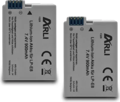 Produktbild von ARLI Set: 2x Akku für Canon LP-E8 / LP-E8+ EOS 550D 600D 650D 700D LPE8