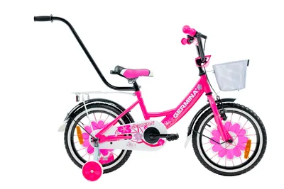 Zdjęcie produktu dla ROWER DZIECIĘCY GERMINA BMX 16 GIRL rowerek dziewczęcy z kółkami bocznymi  i prowadnikiem