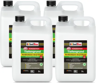 Produktbild von Isolbau 20 L Tiefengrund Konzentrat 1:4 - Verdünnbarer Acryl-Grund für Innen & Außen - Grundierung für Beton, Putz, Gips uvm