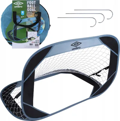 Obrázok produktu pre Futbalová bránka Umbro Pop Up 110 x 78 x 78 cm - Skladacia futbalová bránka s taškou na prenášanie - Jednoduché skladovanie a preprava - Tréningová futbalová bránka pre deti - Plastová - Modrá/čierna