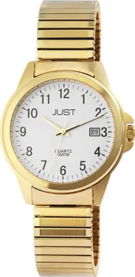 Produktbild von Just Edelstahl Herrenarmbanduhr mit Zugarmband, 3-Zeiger, Datumsanzeige