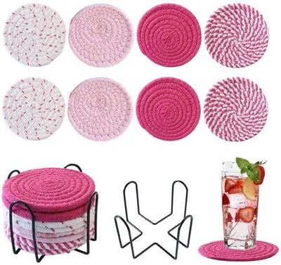 Obrázek produktu pro Sada 8 skleněných podtácků, dekorace ve stylu boho, voděodolné
