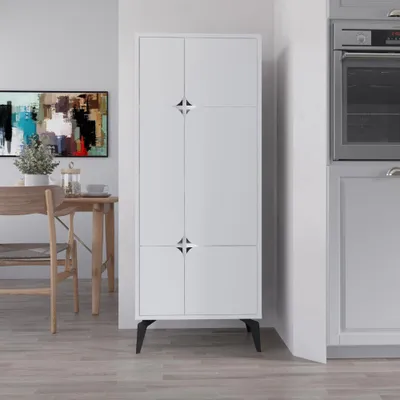 Immagine prodotto di Armadio mobile multiuso Spark con 4 ante bianco 60x35.6x151H – Stile e organizzazione