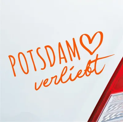Produktbild von Auto Aufkleber Potsdam verliebt Herz Stadt Heimat Liebe Car 19x8 cm Orange Sticker Heckscheibenaufkleber