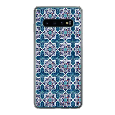 Produktbild von MuchoWow® Handyhülle Schutzhülle Hülle für Samsung Galaxy S10 Ein marokkanisches Mosaikfliesenmuster, bei dem hauptsächlich die Farbe Blau verwendet wird Silikon Softcase Handy Hülle - Handytasche