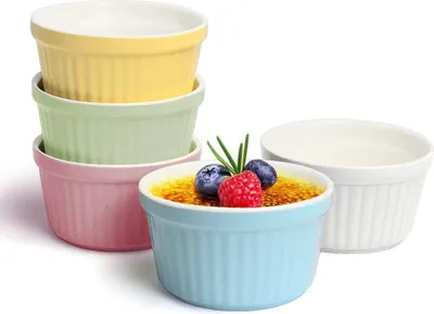Produktbild von Soufflé Förmchen, 5 Stück Pastetenform, 150ml Creme Brulee Schälchen, Pastetenform Eignet Sich zum Backen in der Küche, Kleine Auflaufformen Eignet Sich für Gebäck, Haus, Feld, Souffle Förmchen