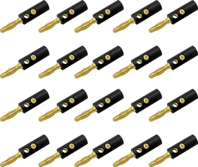 Produktbild von 20x ARLI Bananenstecker schwarz vergoldet bis 4 mm² Lautsprecherkabel