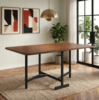 Produktbild von Moderner Esstisch, Ausziehbarer Esstisch 120 cm x 80 cm, faltbar und gelagert Tisch, moderner minimalistischer Stil,Legierungsstütze