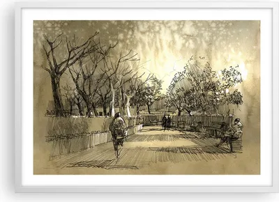 Produktbild von Gerahmtes Poster - Weißer Rahmen - Park Spaziergang Baum - 70x50 cm - Wand Bild - Wanddeko - Wandbilder - Kunstposter - Wandposter - Bilderrahmen - Bilder - Kunstdruck - Wandbild - P2WAA70x50-3758