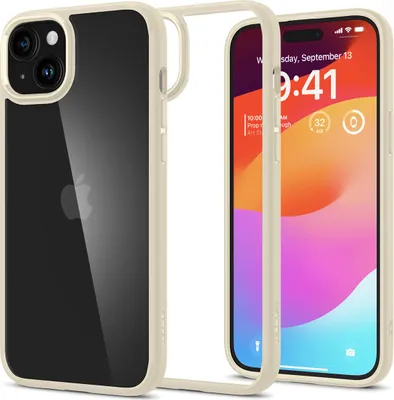 Produktbild von Spigen ACS06658, Cover, Apple, iPhone 15 Plus, 17 cm (6.7"), Beige