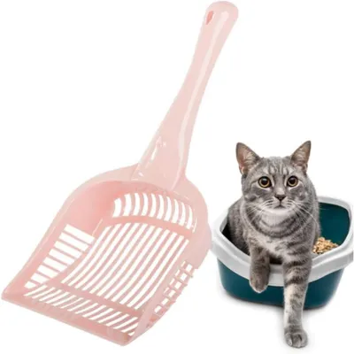 Imagen del producto de Pala para arena para gatos con un tamiz fino de 5 mm, de 32x14,5 cm, con mango ergonómico