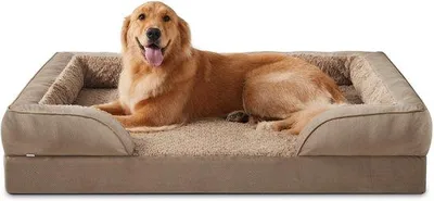 Produktbild von Orthopädisches Hundebett für große Hunde, 107 x 81 x 17 cm, braun
