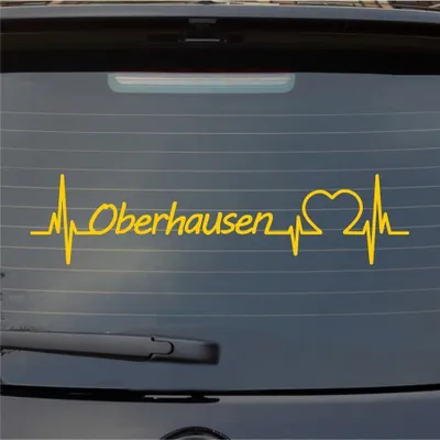Produktbild von Heckscheibenaufkleber Oberhausen Herzschlag Puls Stadt Liebe 55x13 cm Gelb Auto Aufkleber Sticker