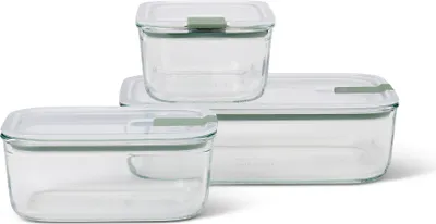 Produktbild von Mepal - Glasbehälter mit deckel Set EasyClip - Meal prep boxen - Geeignet für Mikrowelle, Dampfgarer, Ofen und Gefrierschrank - Luftdicht - Mikrowellengeschirr - 2x 700 + 1500 ml - Nordic sage
