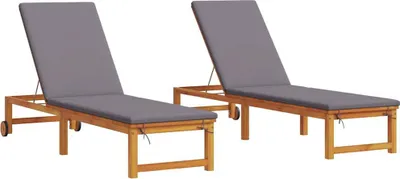 Obrázok produktu pre vidaXL Ležadlo 2 ks Hnedé 202 x 53 x 89 cm Masívne drevo Acacia