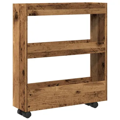 Image de Chariot de rangement étroit 3 niveaux vieux bois