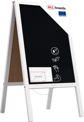 Immagine prodotto di Lavagna per gesso con cavalletto bianco pastello bifacciale 118x61 cm
