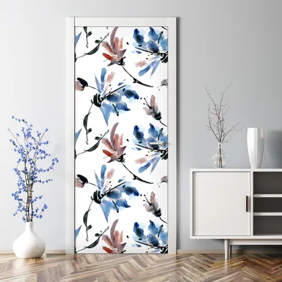 Produktbild von Dekorative Türposter selbstklebend Klebefolie Wandaufkleber Türaufkleber Aquarell Blumen 85 x 200 cm