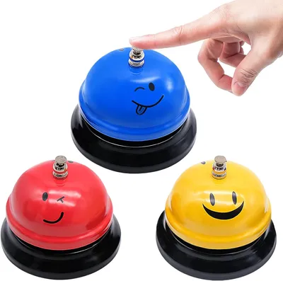 Productafbeelding van Tafelbel - Set van 3 - Receptie bell rvs smile call voor keuken - Restaurant - Hotels - Bars en bruiloft