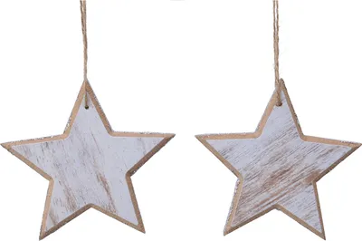 Produktbild von Christbaumschmuck Holz Sterne 12cm weiß, 2er Set